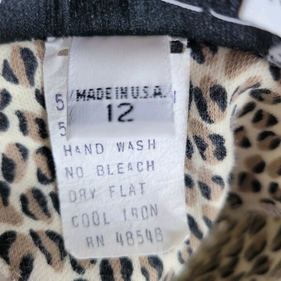 Vintage Shirt Dress 10 12 Midi Long Alt Fit Flare skirt Leopard Cheetah Keyhole - Picture 10 of 11